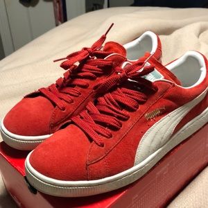 Classic red suede puma sneakers